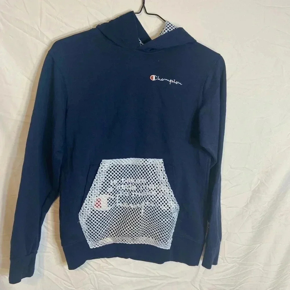 Champion Authentic Athleticwear Boys Size Large Hooded Blue Sweatshirt